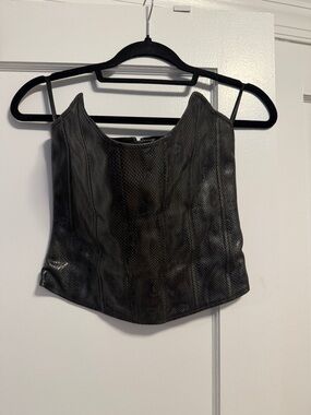 Miaou Black Faux-Leather Corset Cami